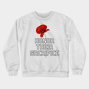 Honor Their Sacrifice Memorial with Red Poppy Flower Back Version (MD23Mrl006) Crewneck Sweatshirt